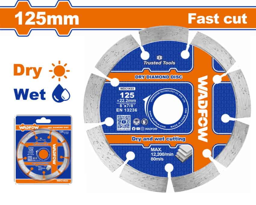 WADFOW WDC1K03 Διαμαντόδισκος Turbo Ξηράς & Υγράς Κοπής 125mm