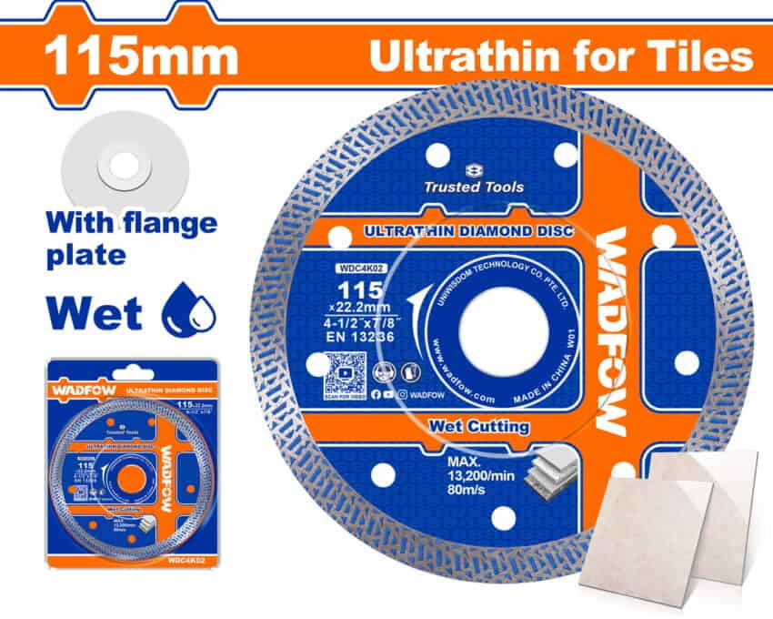 WADFOW WDC4K02 Διαμαντοδίσκος Υγράς Κοπής Λεπτός 115 Χ 1mm