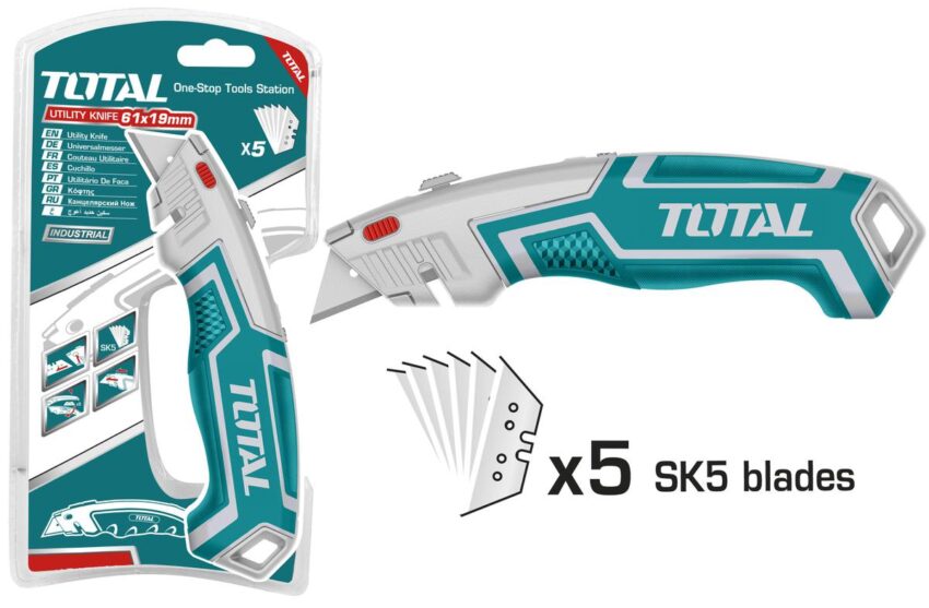 Total THT5116118 Κοπίδι Φαλτσέτα Ασφαλείας Μοκέτας με Πλαστικό Σώμα και Πλάτος Λάμας 19mm