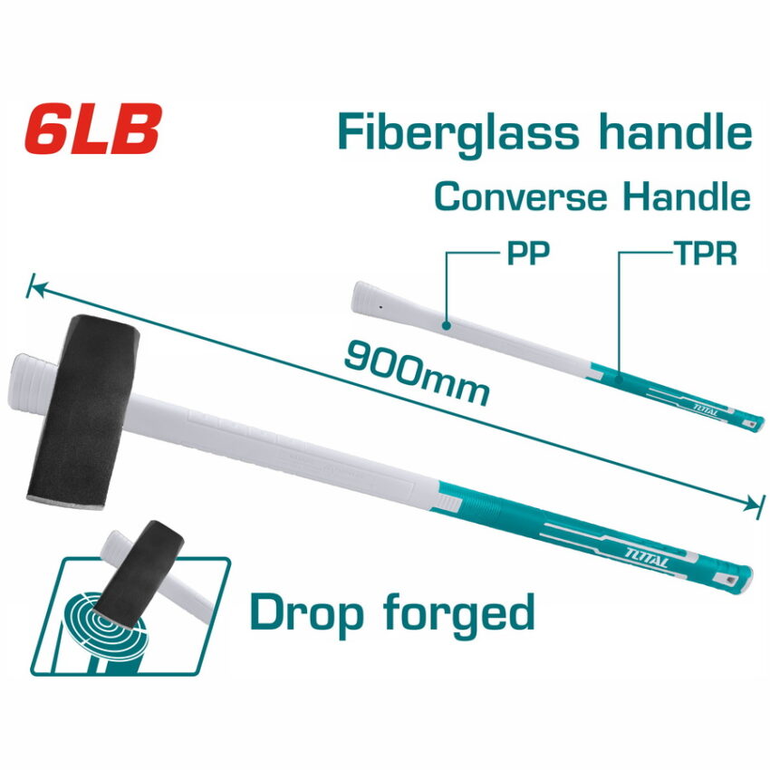 Total THT78206D Τσεκουροβαριά Σχισίματος με Πλαστική Λαβή Βάρους 2700gr