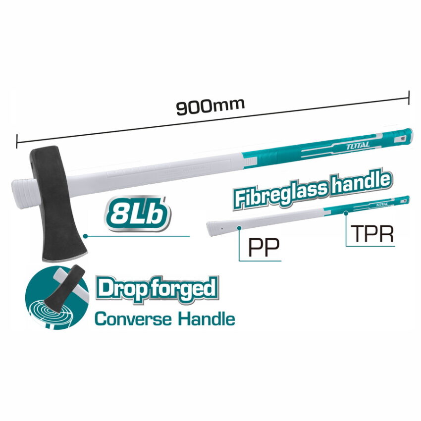 Total THT79808D Τσεκούρι Σχισίματος με Πλαστική Λαβή Μήκους 90cm και Βάρους 3600gr