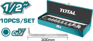 Total THTL121101 Καρυδάκια Εξάγωνα με Καρέ Υποδοχής 1/2"