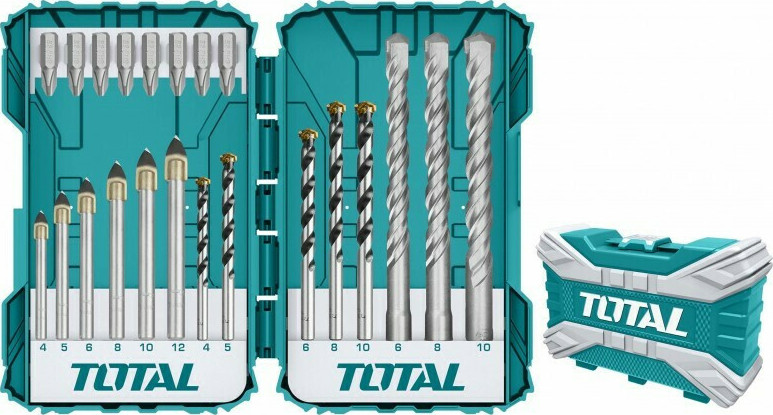 Total TACSDL12201 Σετ 22 Διαμαντοτρύπανα με SDS Plus Στέλεχος για Ξύλο, Γυαλί και Πλακίδια