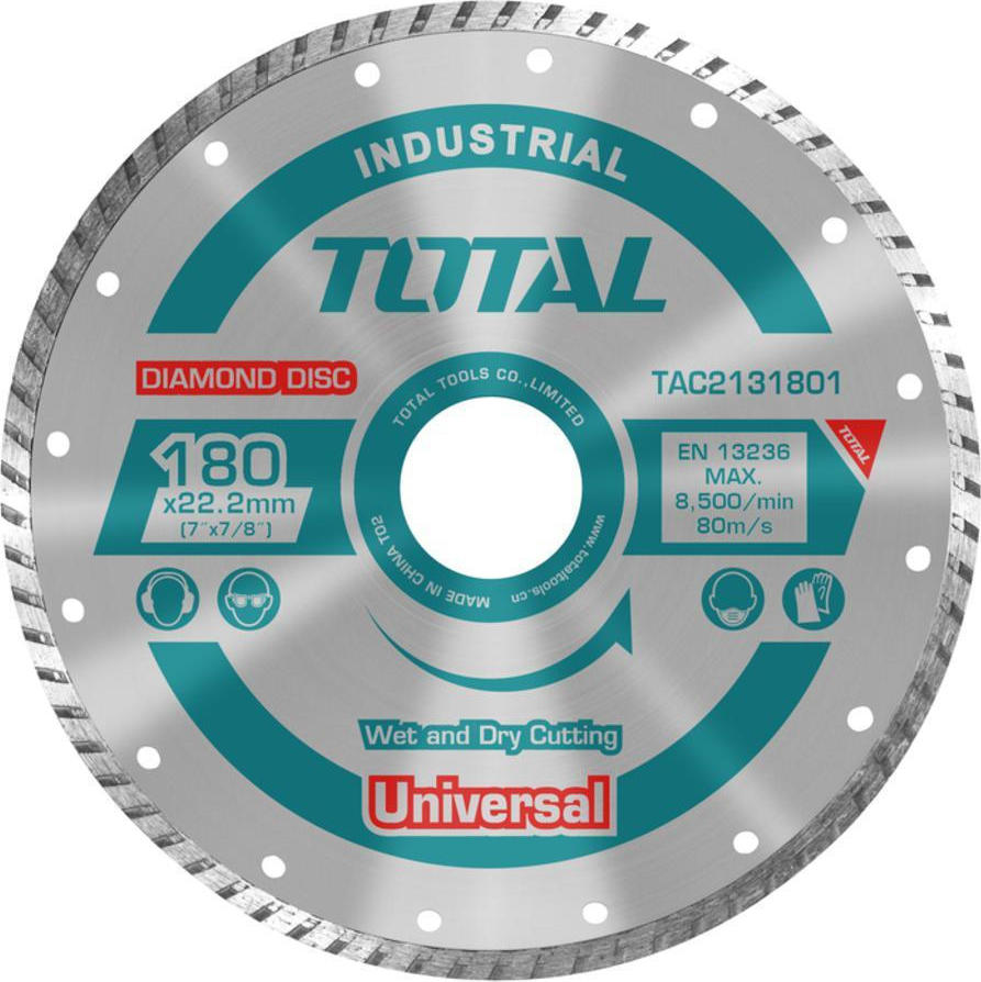 Total TAC2131801 Διαμαντόδισκος Κοπής Universal Turbo 180mm TAC2131801 1τμχ