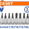 Wadfow WST2414 Σετ Καρυδάκια με Μύτες Allen, Torx και Καρέ Υποδοχής 1/4" 12 Τεμάχια