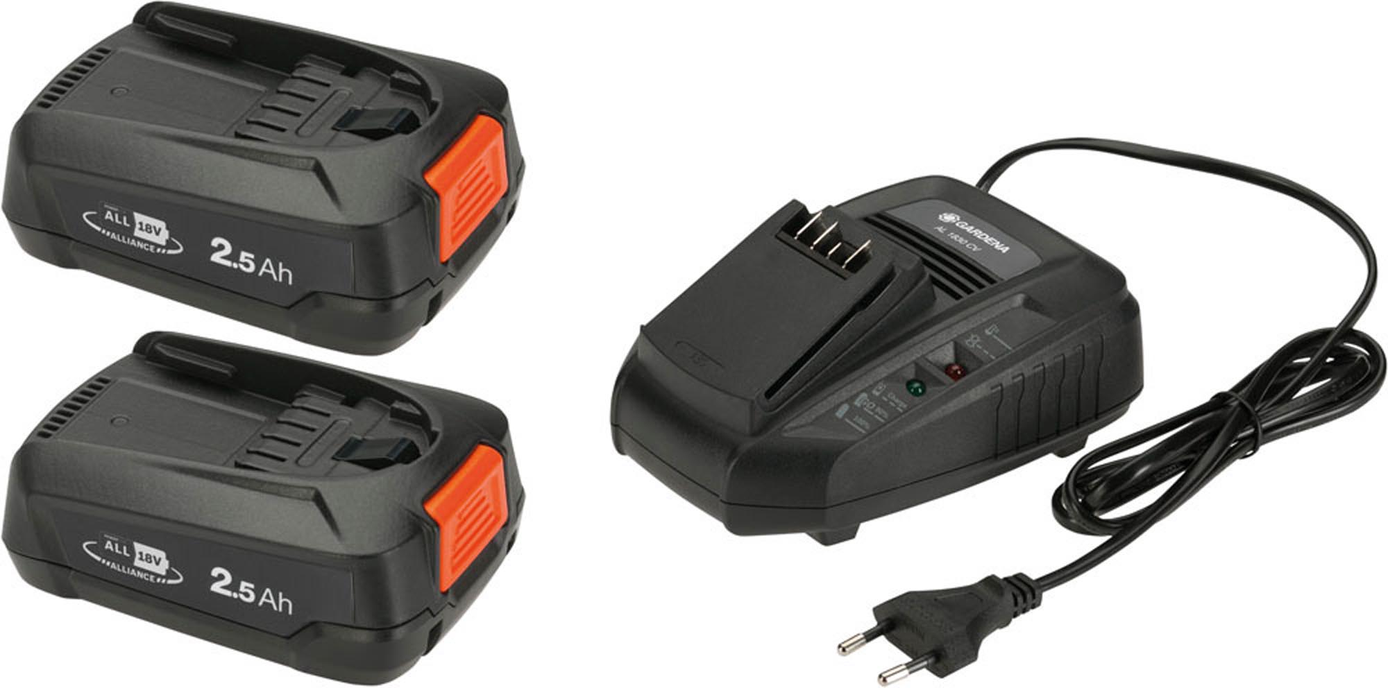 Gardena 14907-20 Σετ Γρήγορος Φορτιστής & 2x2,5Ah P4A