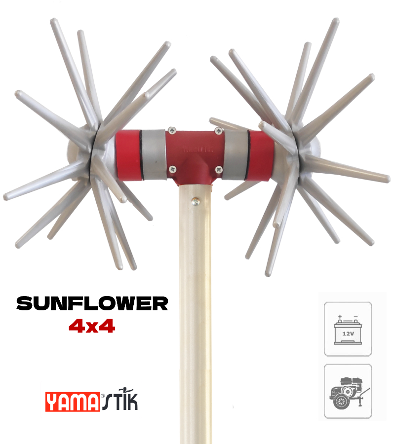 Yamastik Sunflower 4×4 Ελαιοραβδιστικό Μπαταρίας Αχινός με Σταθερό Κοντάρι Αλουμινίου