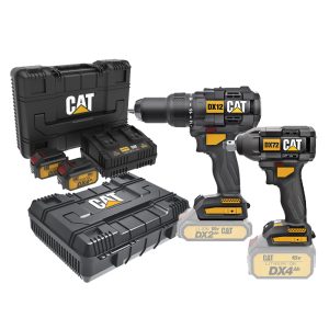 Cat COMBO-07 Δραπανοκατσάβιδο Κρουστικό DX12B & Μπουλονόκλειδο DX72B & Δώρο 2 Κασετίνες 2 Μπαταρίες 4.0Ah Με Διπλό Φορτιστή DXK900