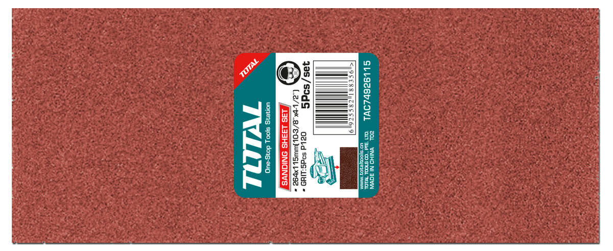 Total TAC74926115 Σετ Φύλλα Λείανσης Παλμικού Τριβείου K120 115x264mm για TF1302206 5τμχ