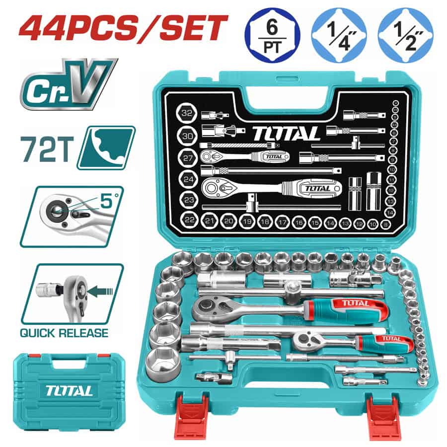 Total THT421441 Καστάνια με Καρυδάκια 1/4" & 1/2" 44 Τεμάχια