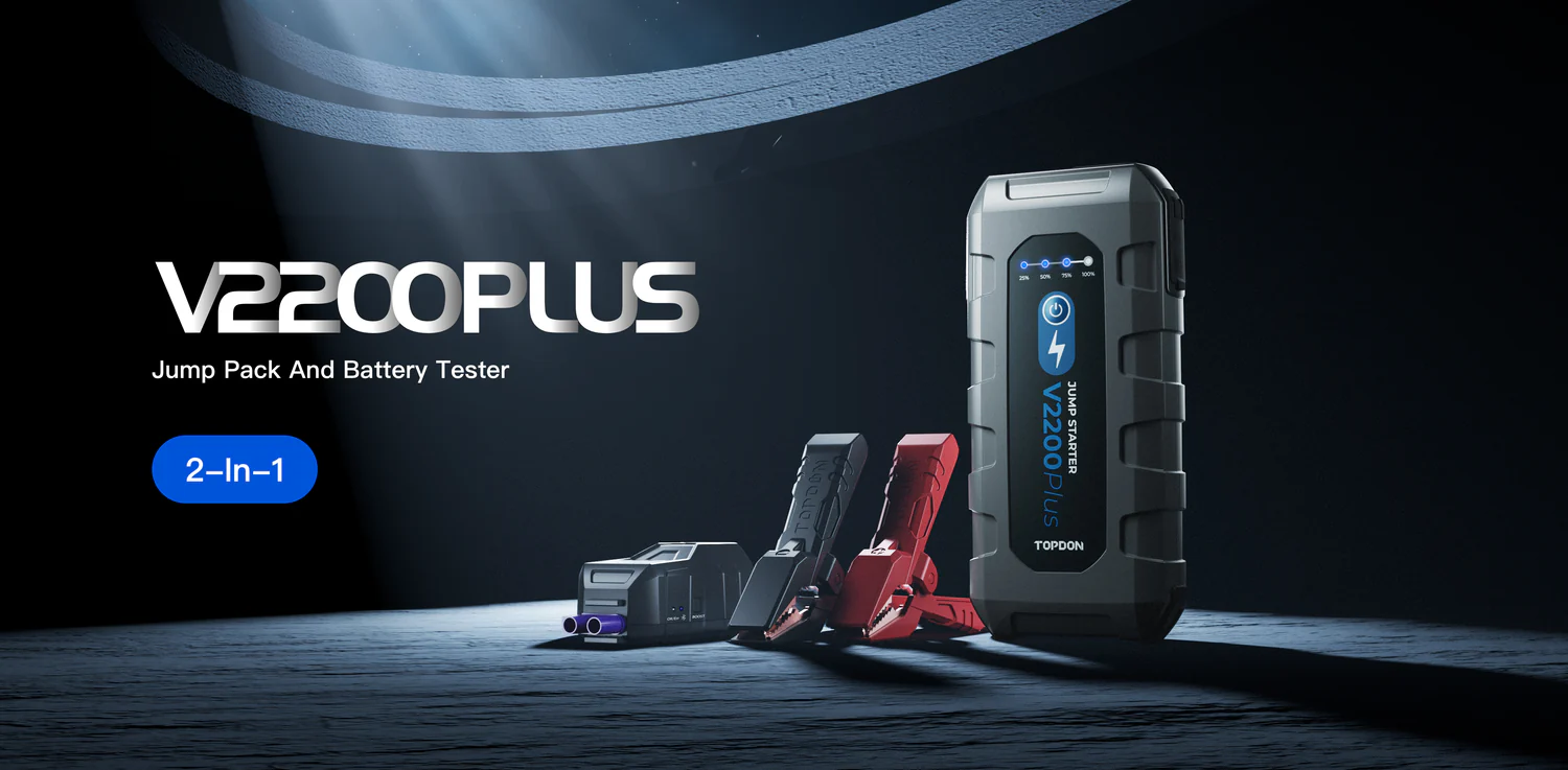 Topdon V2200PLUS Εκκινητής-Φορτιστής Μπαταρίας Αυτοκινήτου 12V με Φακό