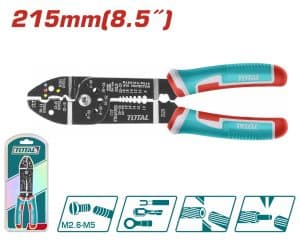Total THT15851 Πρέσα Ακροδεκτών Διατομής 0.5-6mm² με Απογυμνωτή (Μήκος 215mm)