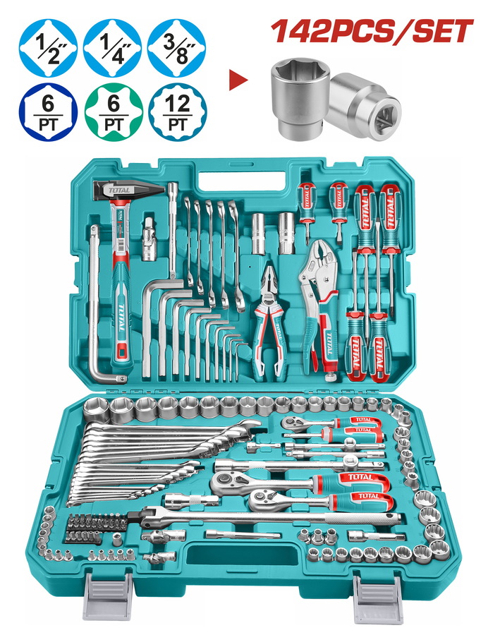 Total THKTHP21426 Εργαλειοθήκη Με 142 Τεμάχια Εργαλεία