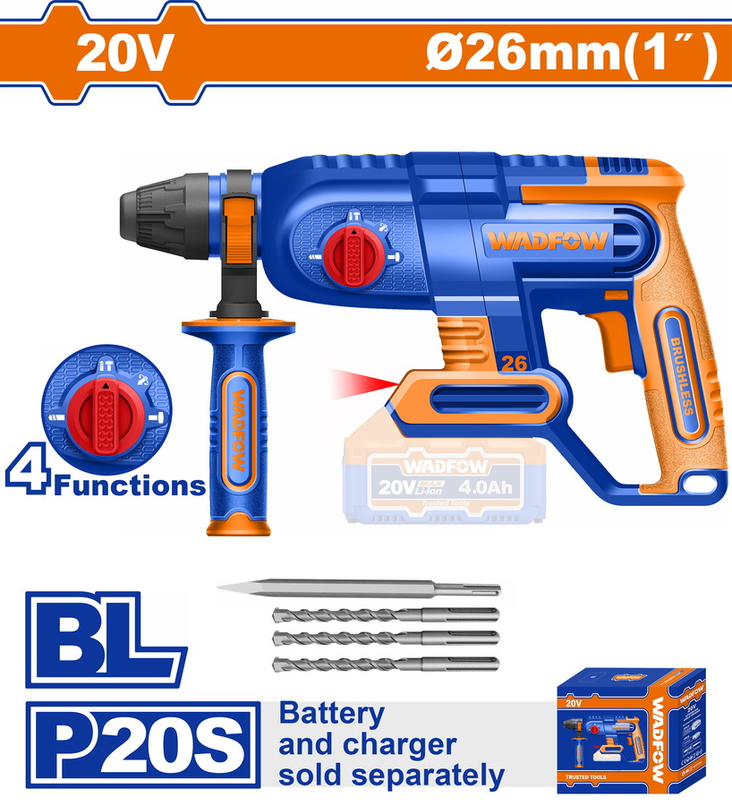 Wadfow WLM1526 Πνευματικό πιστολέτο μπαταρίας Li-ion 20V / 26mm χωρίς μπαταρία & φορτιστή