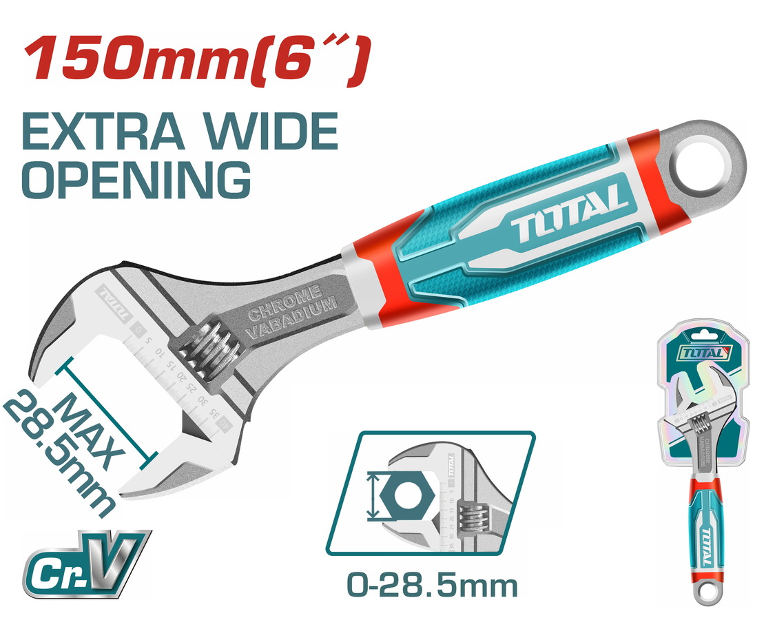Total THT101066 Γαλλικό Κλειδί Μήκους 150mm με Άνοιγμα Σιαγόνων έως 24mm και Αντιολισθητική Λαβή