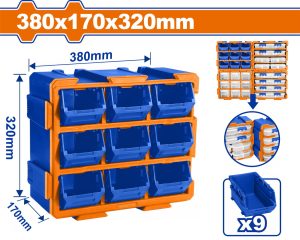 Wadfow WTB8330 Συρταριέρα Αποθήκευσης Με Σκαφάκια 380X170X320mm