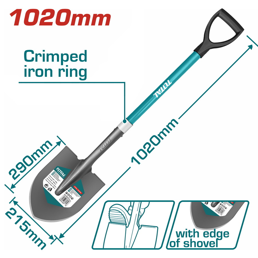 Total THTH12102 Μεταλλικό Φτυάρι Με Fiberglass Χειρολαβή