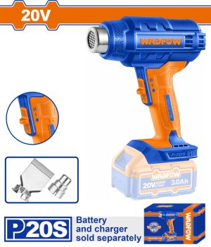 Wadfow WKH1501 Πιστόλι Θερμού Αέρα Μπαταρίας Li-ion 20V Χωρίς Μπαταρία & Φορτιστή