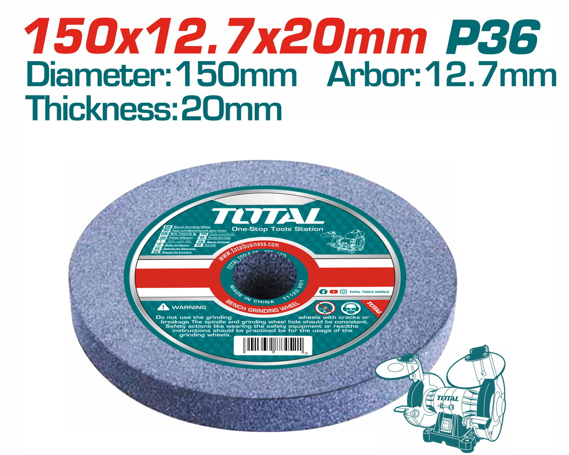Total TAC1506026 Σμυριδοτροχός Φ-150 Χ 12.7 Χ 20mm / 36grit Για TGB15015