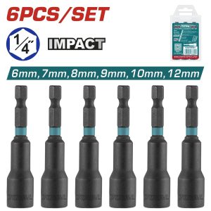 Total TAC2765061 Μαγνητικά Καρυδάκια Εξάγωνα με Καρέ Υποδοχής HEX 6 Τεμάχια