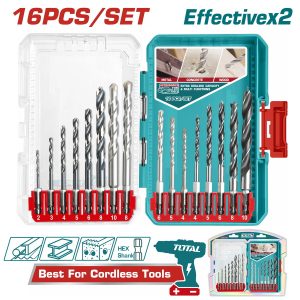 Total TACSDL11608 Σετ Τρυπάνια HSS & Μπετού & Ξύλου 16 Τεμάχια