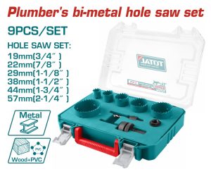 Total TACSH0091 Σετ Ποτηροτρύπανα HSS με Διάμετρο από 19mm έως 57mm για Μέταλλο και Πλαστικό 1100gr Bi-metal 9 Τεμάχια
