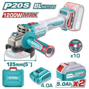 Total TAGLI2212532E Σετ Γωνιακός Τροχός 125mm Μπαταρίας Li-ion 20V / 5Ah / 2 Μπαταρίες