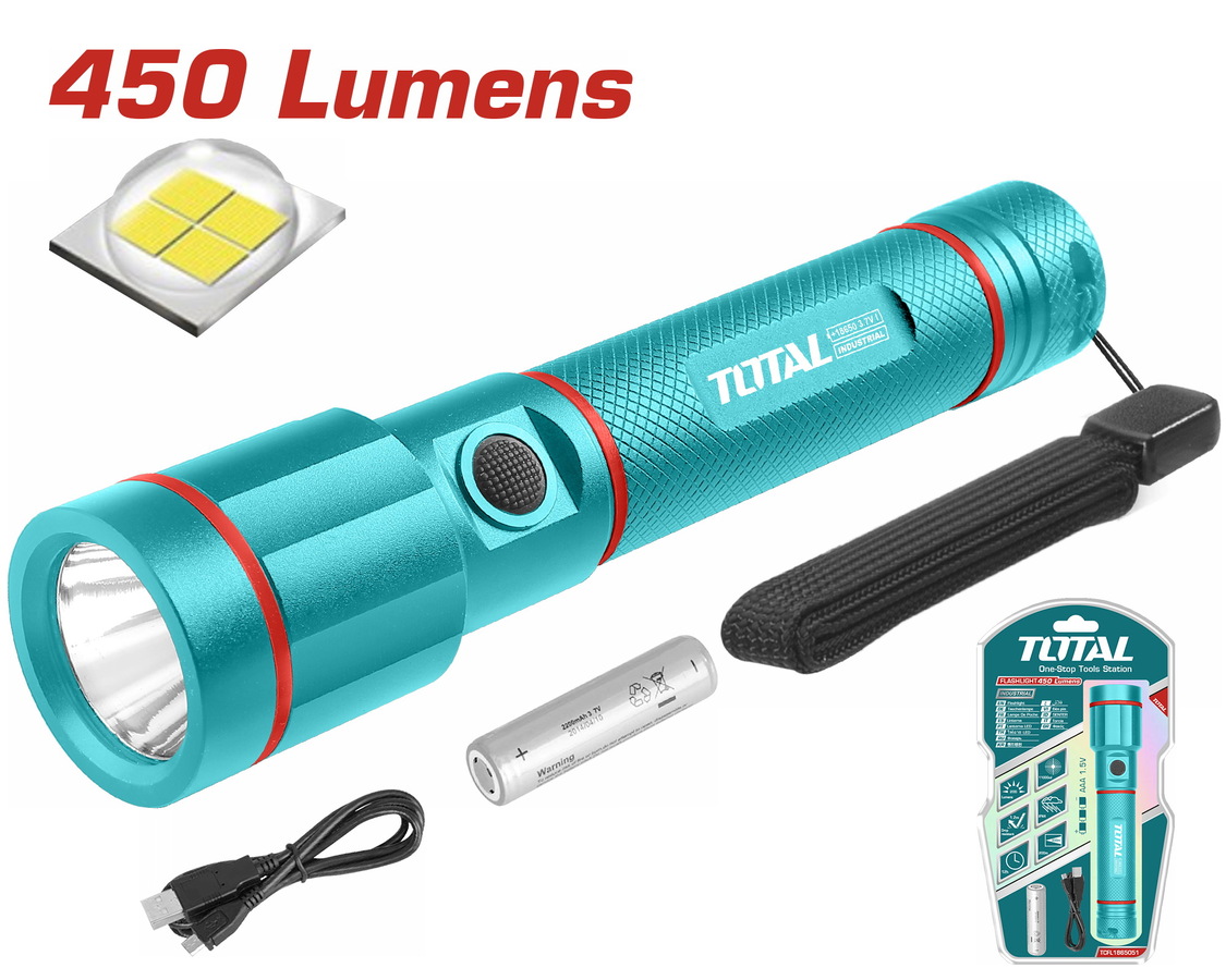 Total TCFL1865051 Φακός LED με Μέγιστη Φωτεινότητα 50-450 Lumens