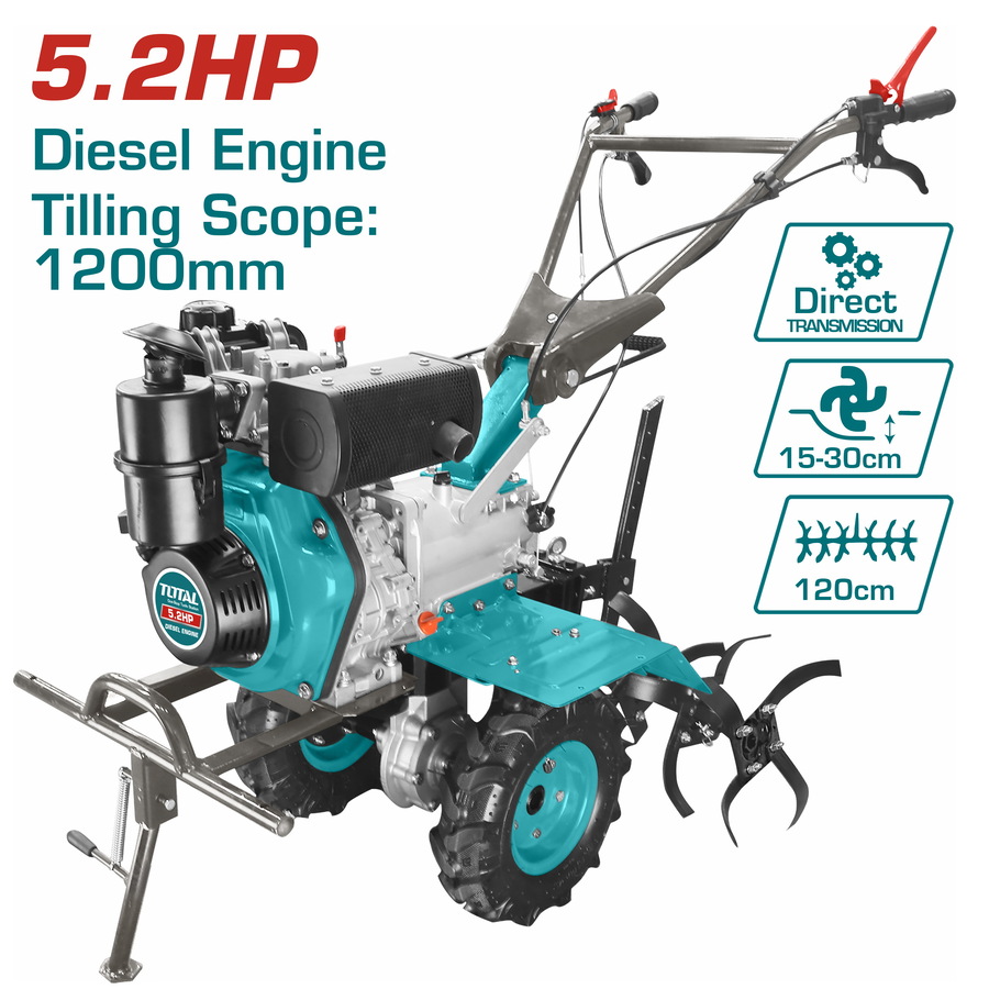 Total TDC12001 Τετράχρονο Σκαπτικό Πετρελαίου 247cc / 5.2HP / 120cm Κορώνα - Πηνίο