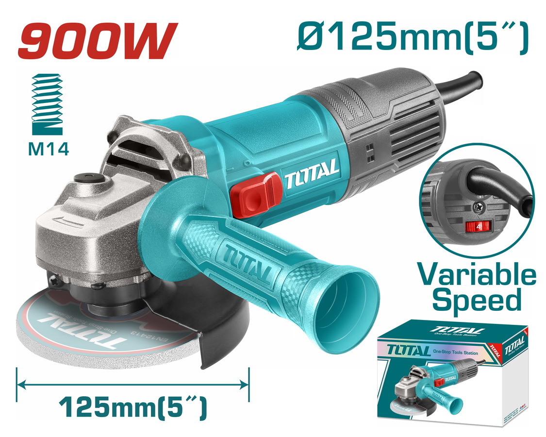 Total TG109125565 Γωνιακός Τροχός 900W - 125mm Ηλεκτρονικός Με Ρυθμιζόμενες Στροφές