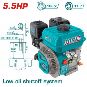 Total TGEN16811 Κινητήρας Βενζίνης 163cc 5.5hp Οριζόντιου Άξονα με Σφήνα