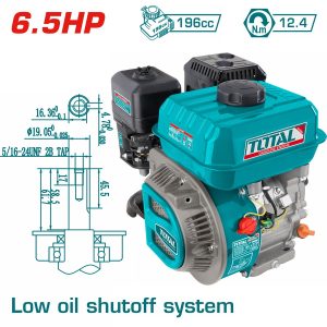 Total TGEN16821 Κινητήρας Βενζίνης 196cc 6.5hp Οριζόντιου Άξονα με Σφήνα