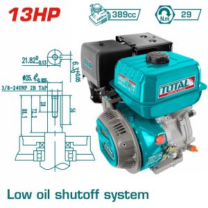 Total TGEN1881 Κινητήρας Βενζίνης 389cc - 13HP Σφήνα 25,4mm