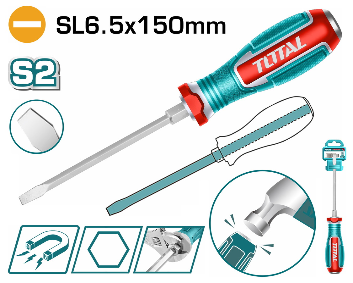 Total TGTSL6150 Χτυπητό Μαγνητικό Κατσαβίδι Μακρύ Ίσιο Μεγέθους SL6.5 X 150mm
