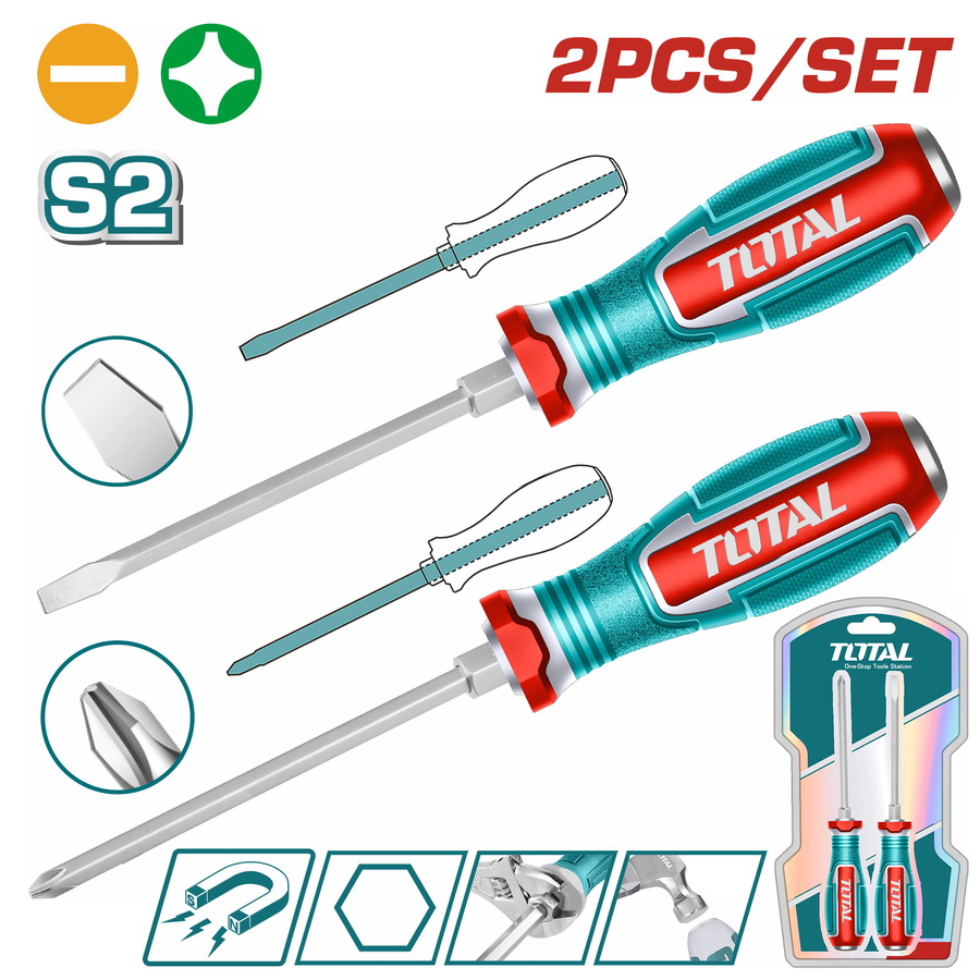 Total TGTST0206 Σετ Κατσαβίδια Μαγνητικά Χτυπητά 2 τεμαχίων