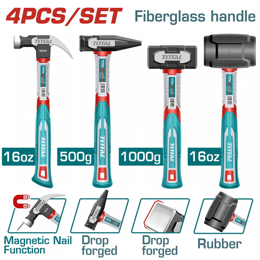 Total THCH6004 Σετ Σφυριών 4 Τεμαχίων