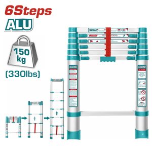 Total THLAD08061 Σκάλα Αλουμινίου Πτυσσόμενη 6 Σκαλοπάτια