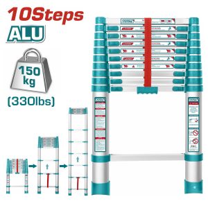 Total THLAD08101 Τηλεσκοπική Σκάλα Αλουμινίου Μονή 10 Σκαλιών