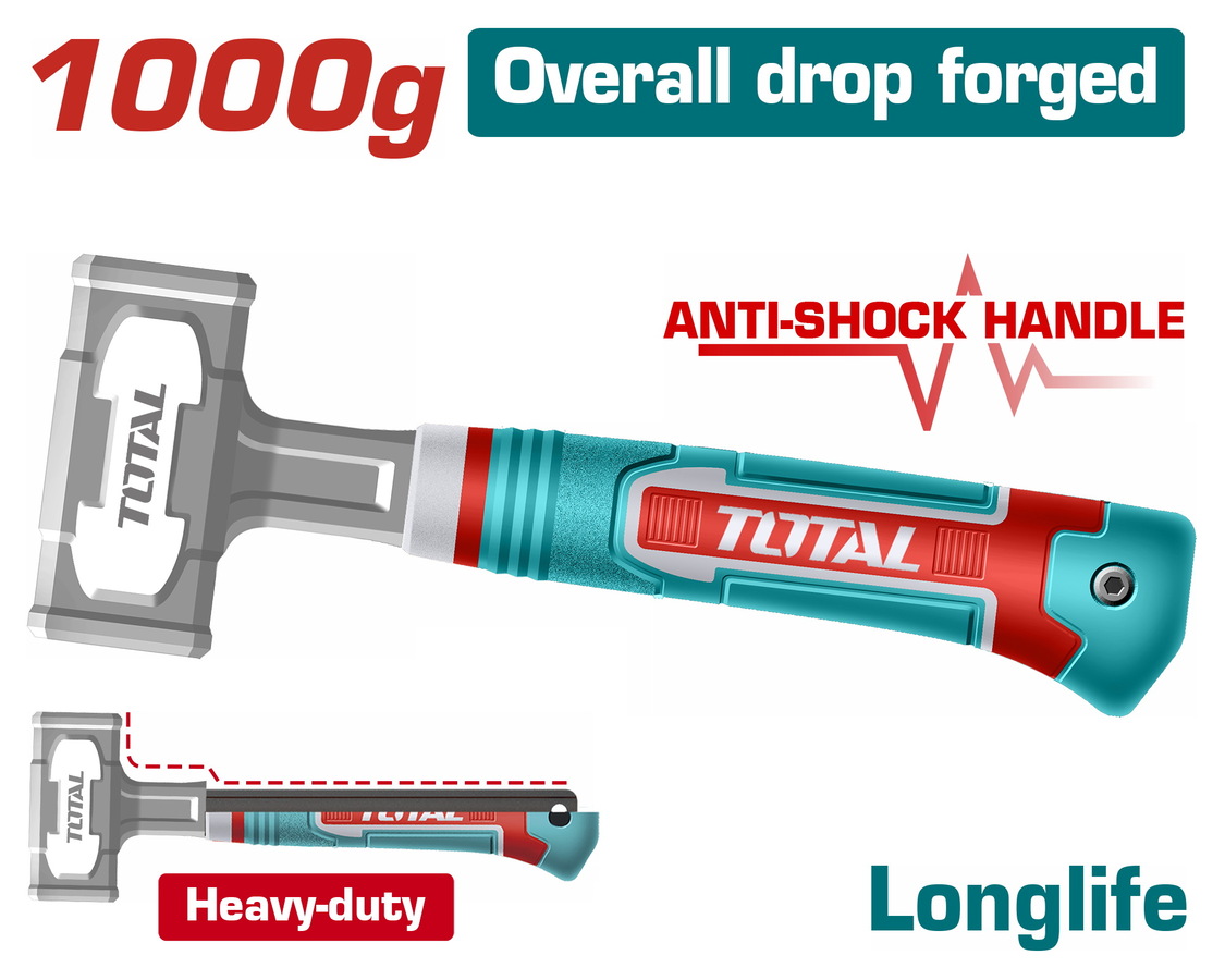 Total THSTH61000L Βαριοπούλα Μηχανικού Πλαστική Λαβή 1000gr