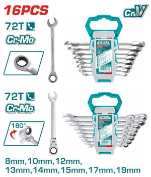 Total THT103RK166 Σετ Γερμανοπολύγωνα Καστάνιας με Mέγεθος από 8mm έως 19mm 16τμχ