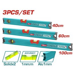 Total THT10403 Αλφάδια Αλουμινίου 100εκ. Σετ 3τμχ