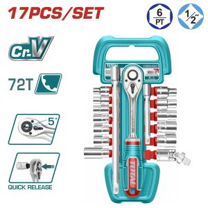Total THT121171 Σέτ Καστάνια 1/2" Με Καρυδάκια 17 Τεμαχίων