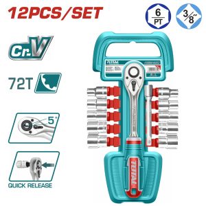 Total THT381121 Σέτ Καστάνια 3/8" Με Καρυδάκια 12 τεμαχίων