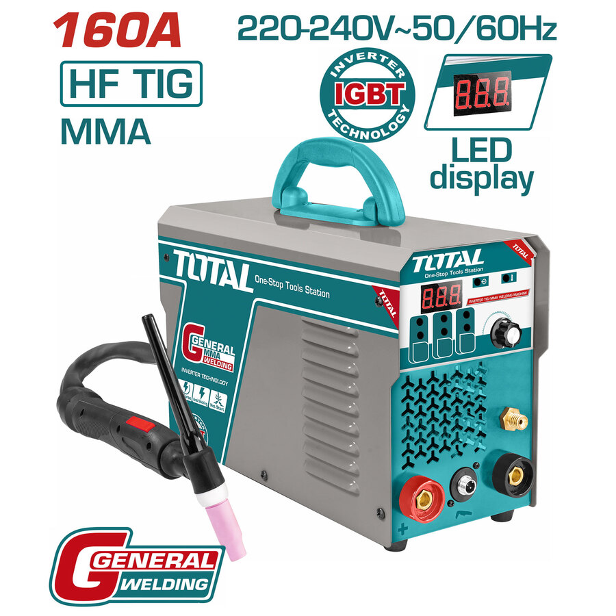 Total TIG1601 Ηλεκτροκόλληση INVERTER TIG/MMA 230V / 160A Με Αέριο