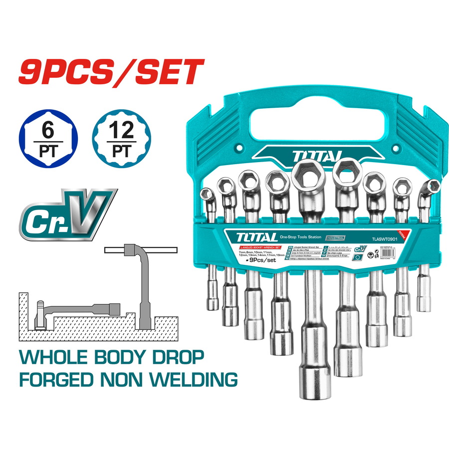 Total TLASWT0901 Σετ Κλειδιά Σωληνωτά-Σπαστά 7-19mm 9τμχ