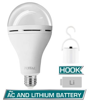 Total TLPAC121E Επαναφορτιζόμενο Φωτιστικό Ασφαλείας Γλόμπος με Τροφοδοσία Μπαταρίας και Φωτοκύτταρο 12W