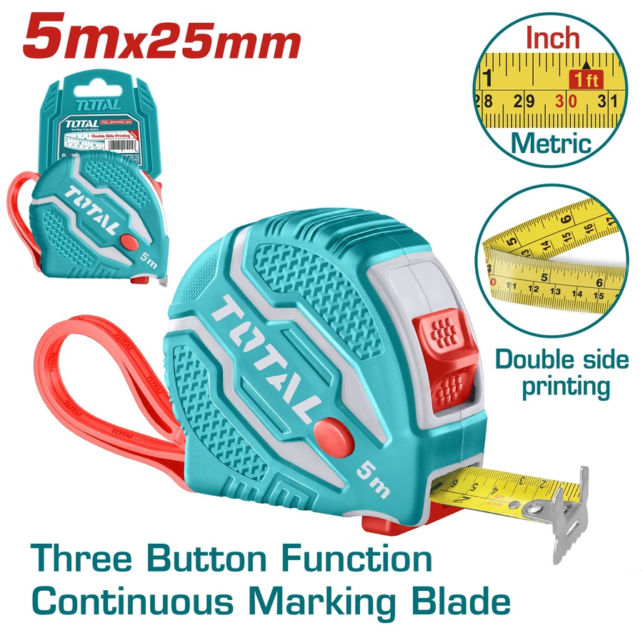 Total TMT126052 Μετροταινία 5m X 25mm