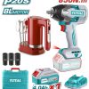 Total TOSLI240313E Σετ Μίξερ & Μπουλονόκλειδο Brushless 20V με 1 Μπαταρία 4Ah και Θήκη