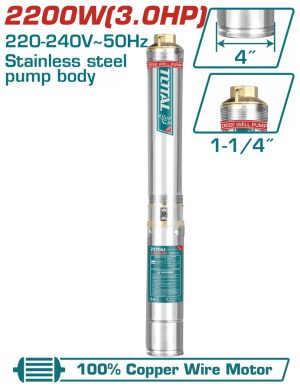 Total TWP522001 Υποβρύχια Αντλία Πηγαδίων Ιnox 4" / 2.200W / 3ΗΡ