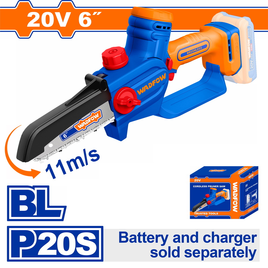 Wadfow WCLP560 Κλαδευτικό Αλυσοπρίονο Μπαταρίας Li-ion 20V / 6" Χωρίς Μπαταρία & Φορτιστή Brushless Motor Wadfow WCLP560 Κλαδευτικό Αλυσοπρίονο Μπαταρίας Li-ion 20V / 6" Χωρίς Μπαταρία & Φορτιστή Brushless Motor